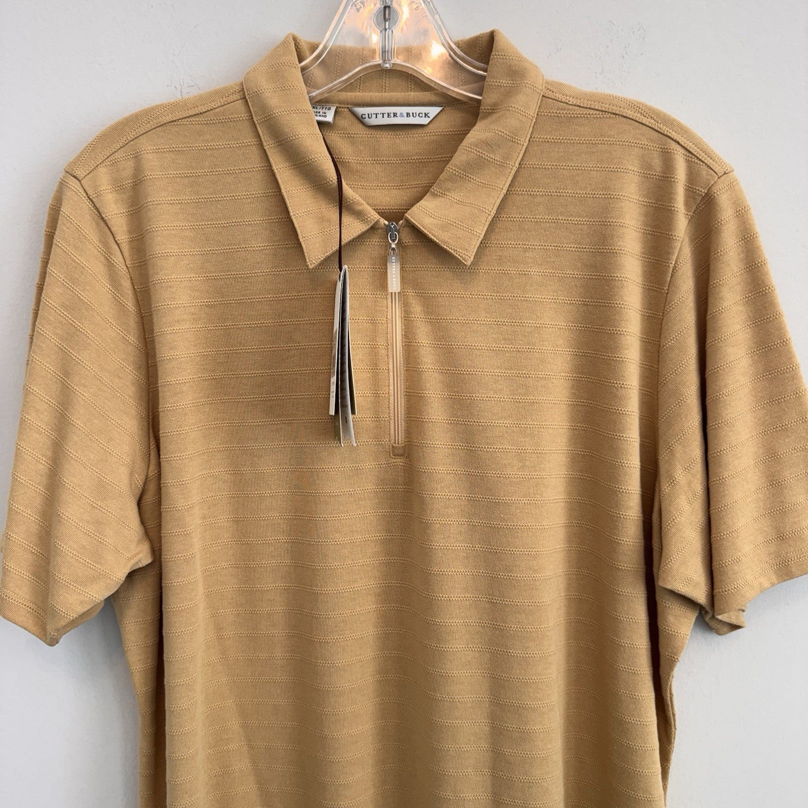 Cutter & Buck Men XXL NWT 1/4 Zip Polo Shirt San Diego Sailboat Mustard