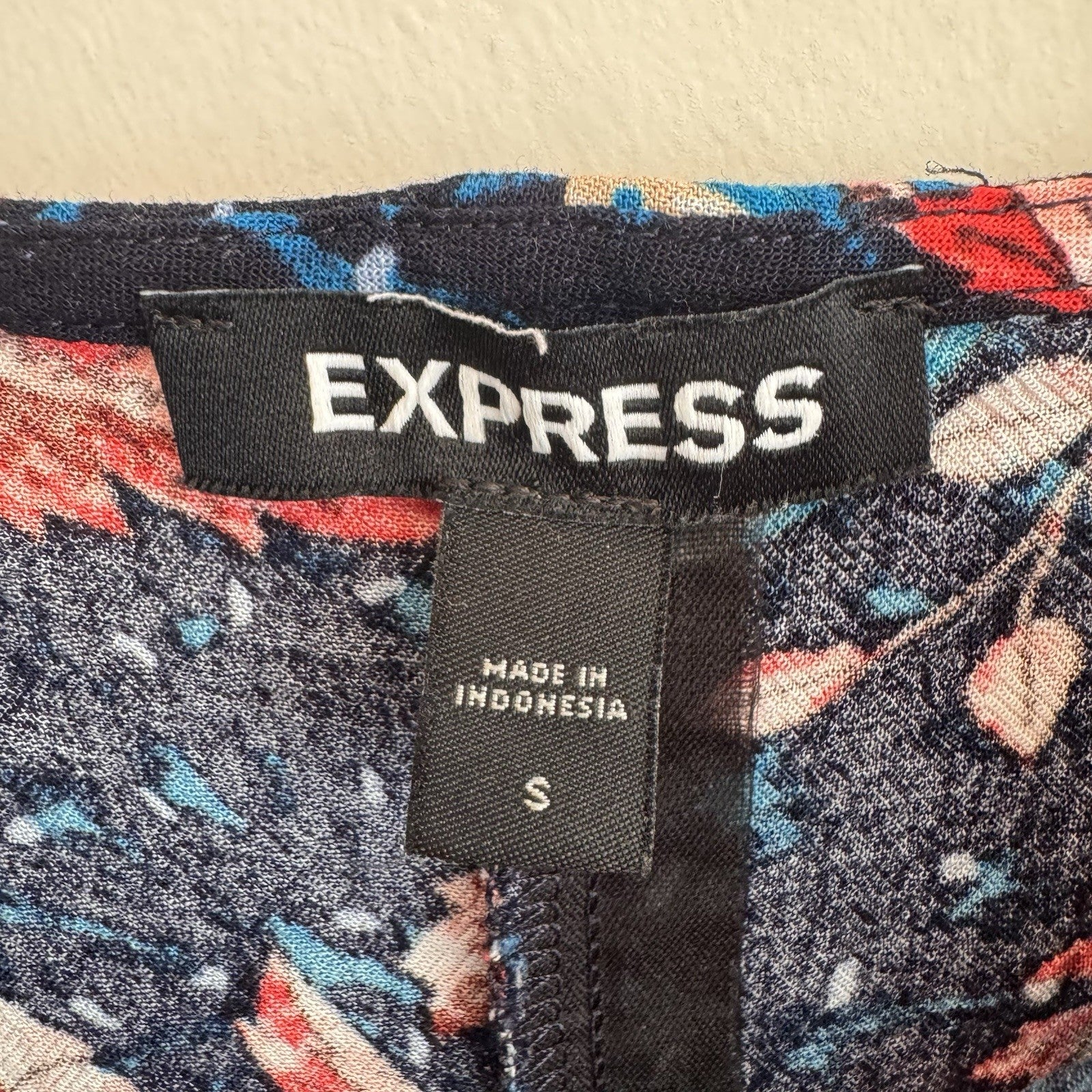 Express Floral Slip Dress Small Navy Red Boho Midi Spaghetti Strap Rayon Women’s