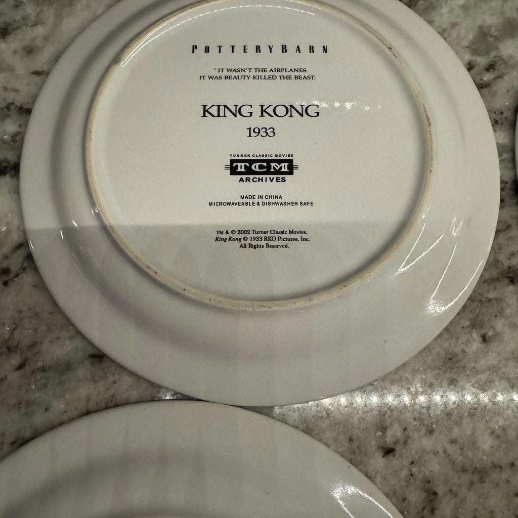 POTTERY BARN Ceramic Plates Set of 4 HOLLYWOOD Classic Movies tcm 8" Diameter