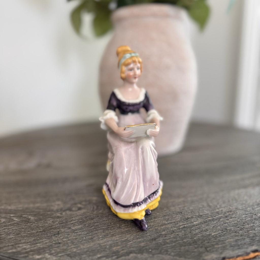 Goldcastle Chikusa Japan Porcelain Figurine Victorian Lady Reading on Bench
