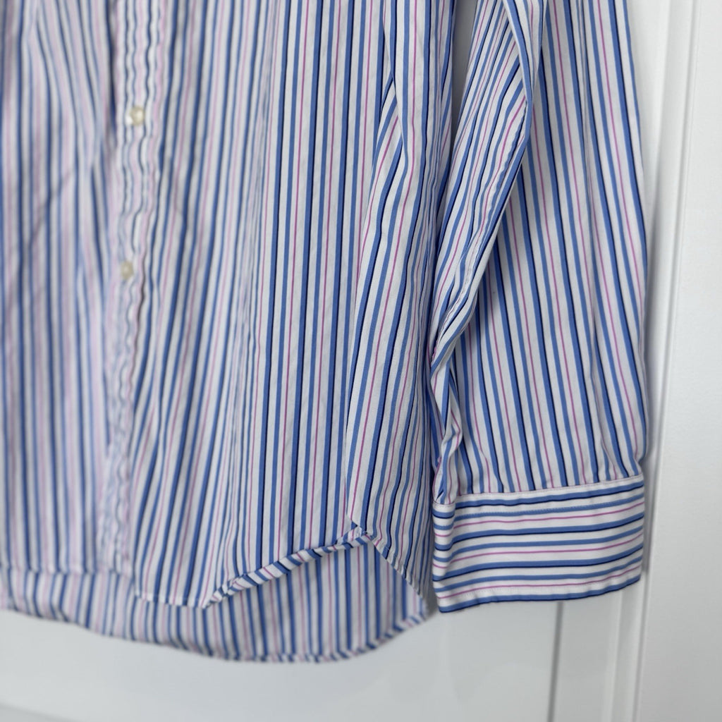 Ralph Lauren Men’s Blue Pink Striped Button Down Shirt Size M Cotton Pony Logo
