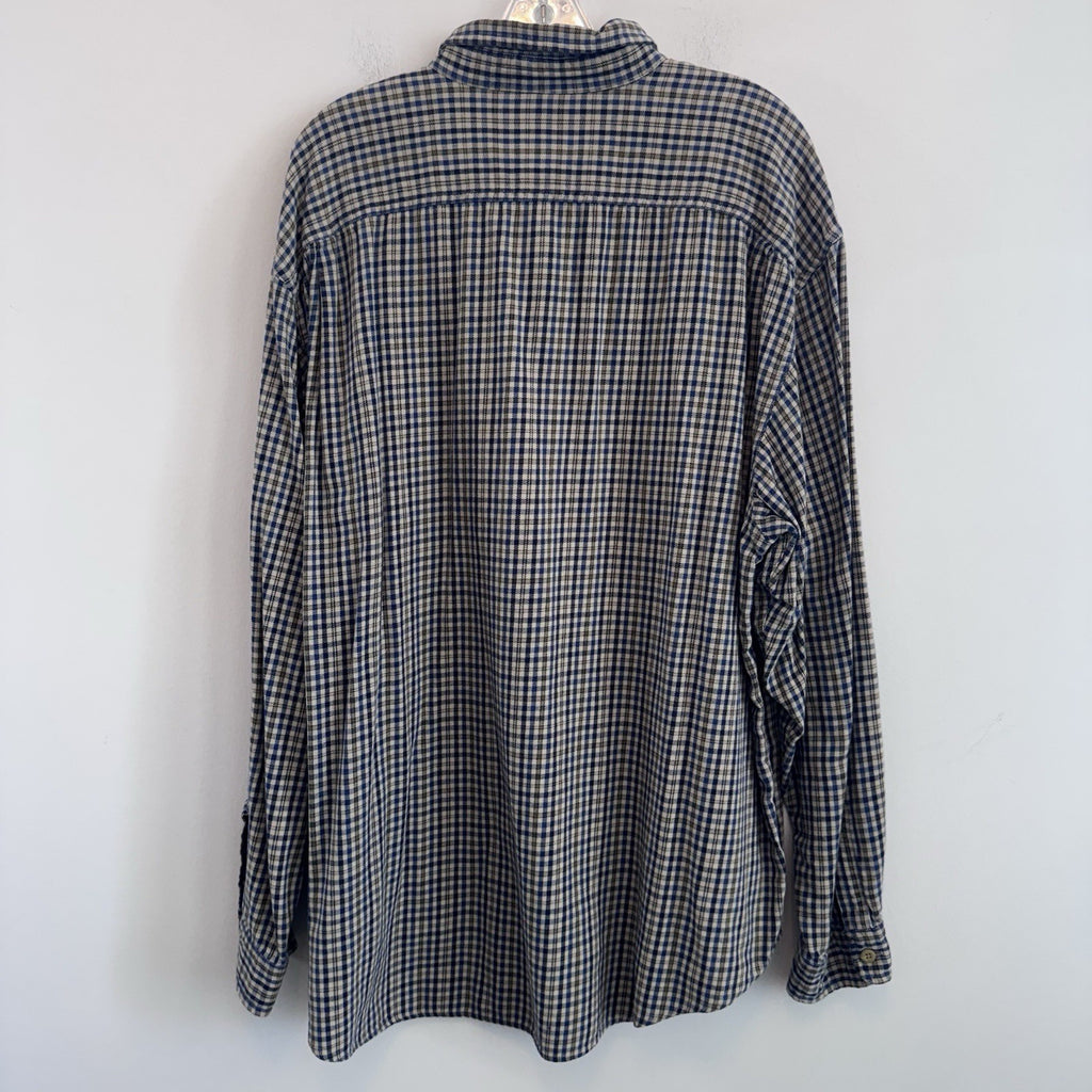 Abercrombie & Fitch XL Plaid Button Up Shirt Blue Beige Cotton Flannel