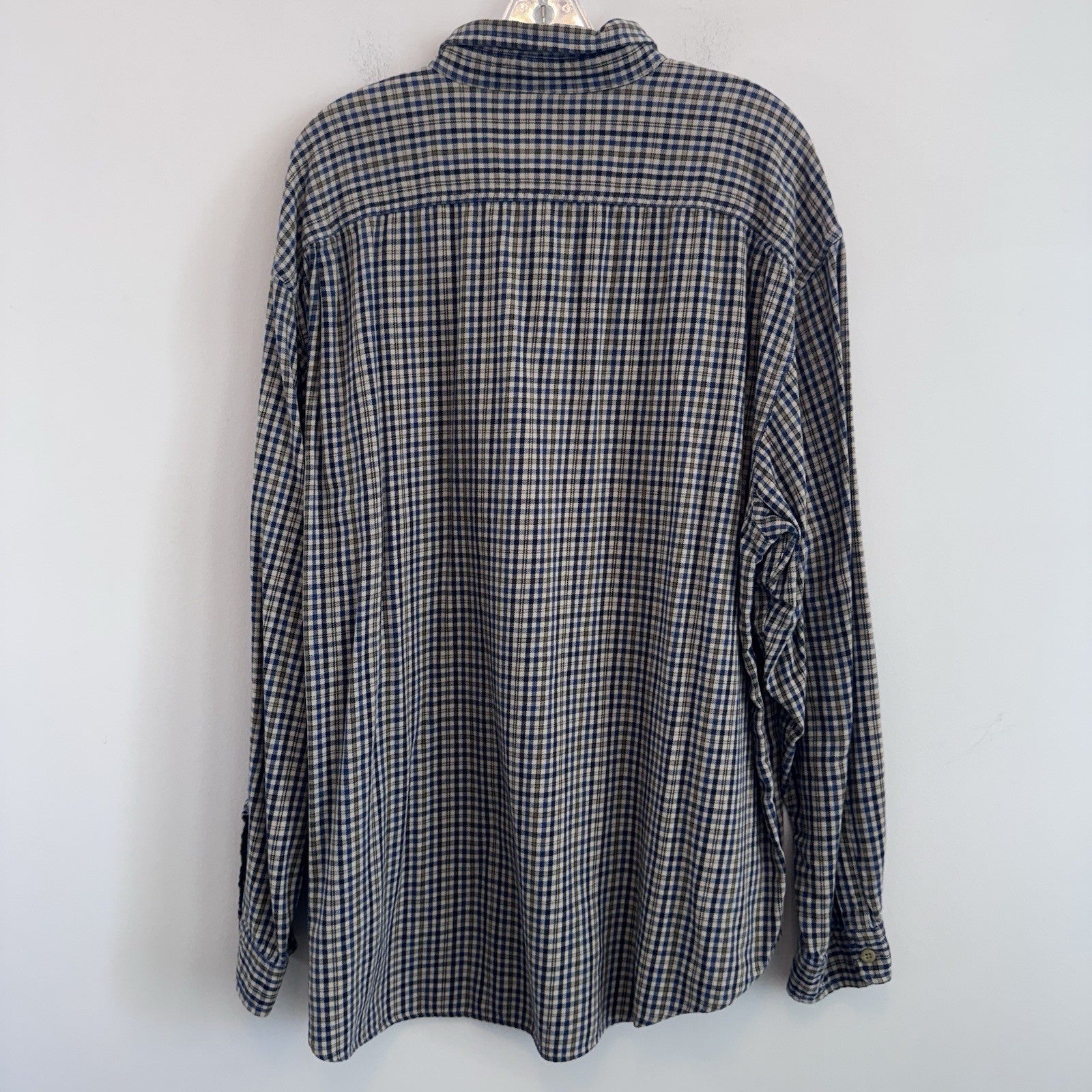 Abercrombie & Fitch XL Plaid Button Up Shirt Blue Beige Cotton Flannel