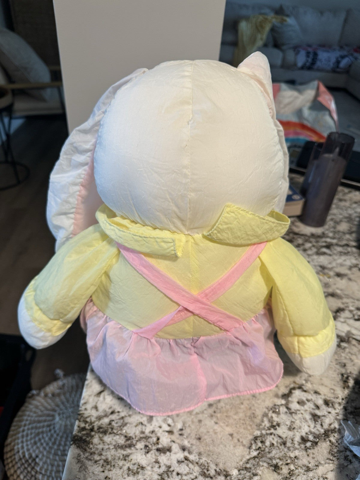 Stuffed Plush Bunny Rabbit Nylon White Pink Yellow Green Parachute Easter Gibson