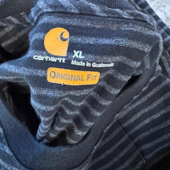 Carhartt Original Fit Striped Tee XL – Black/Grey Pocket T-Shirt
