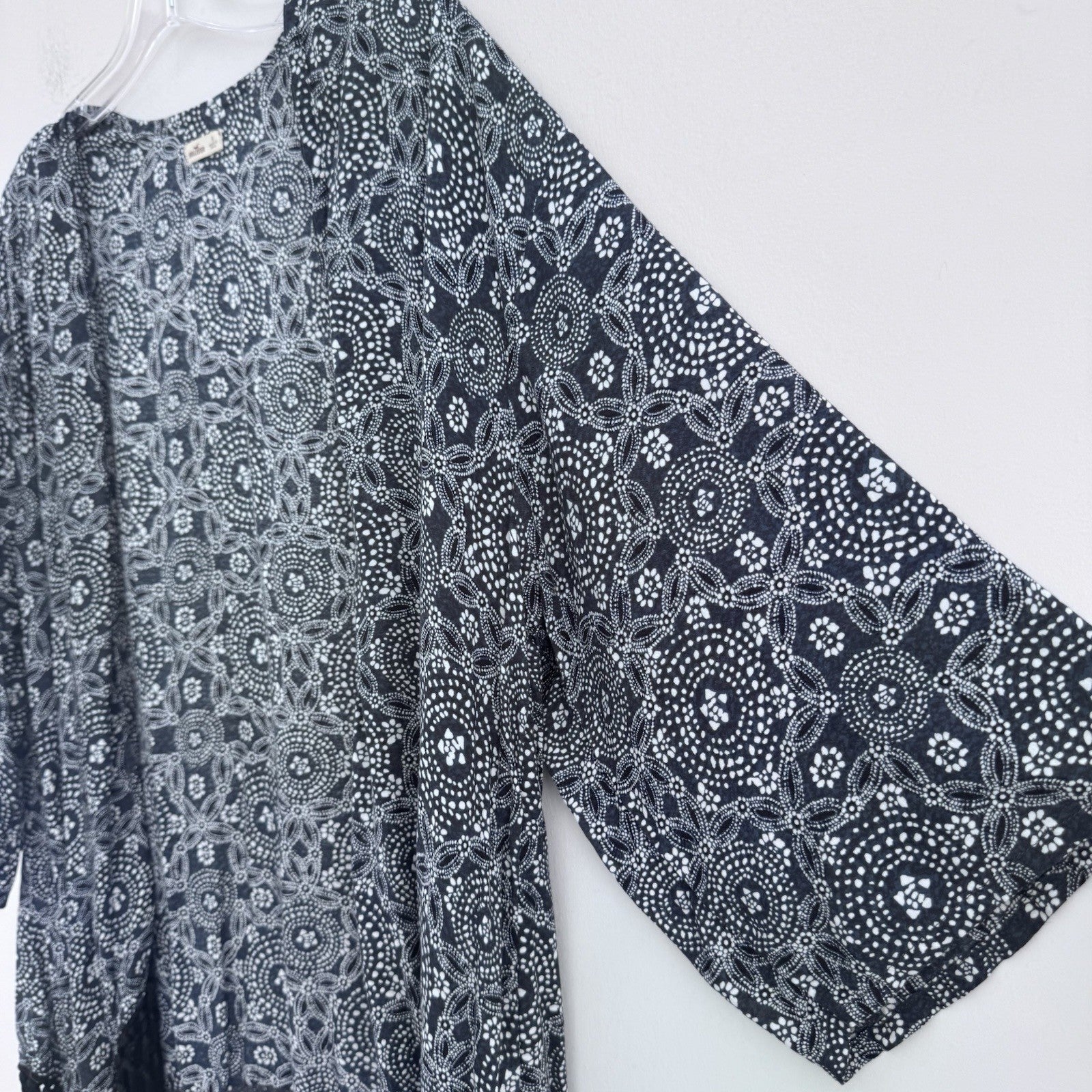 Hollister Fringe Kimono Cardigan Womens Small Blue Boho Festival
