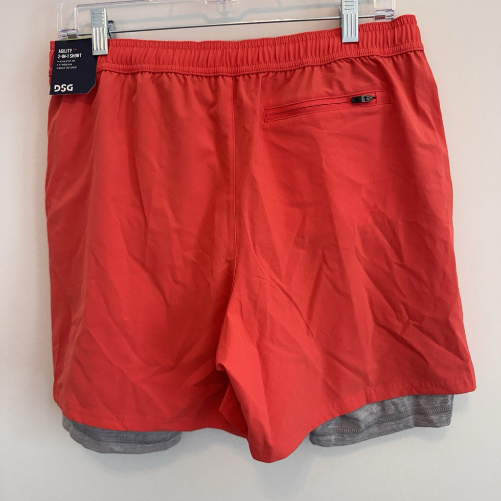 DSG Men's 5" Agility 2-in-1 Shorts M Medium Red Sun NWT Running Gym Lined 5in