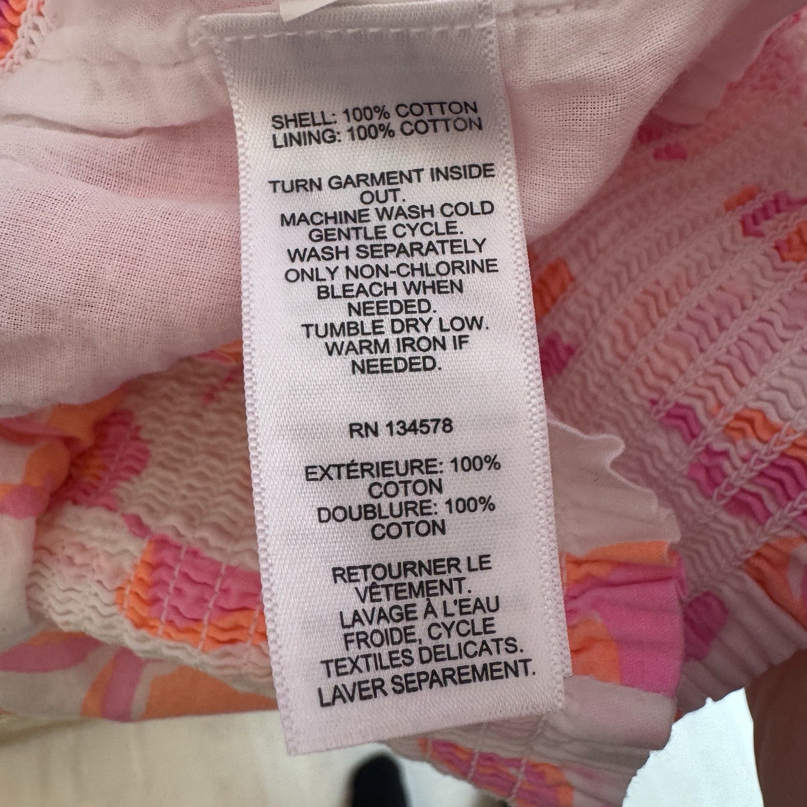 Vineyard Vines Floral Shorts Pink Orange Smocked Waist Cotton Women Small