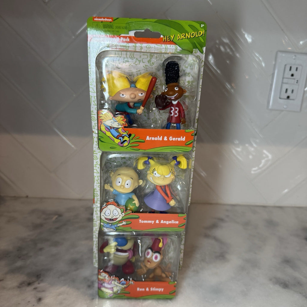 Nickelodeon Mini Figure 2 Pack Lot Rugrats Hey Arnold Ren & Stimpy NIP