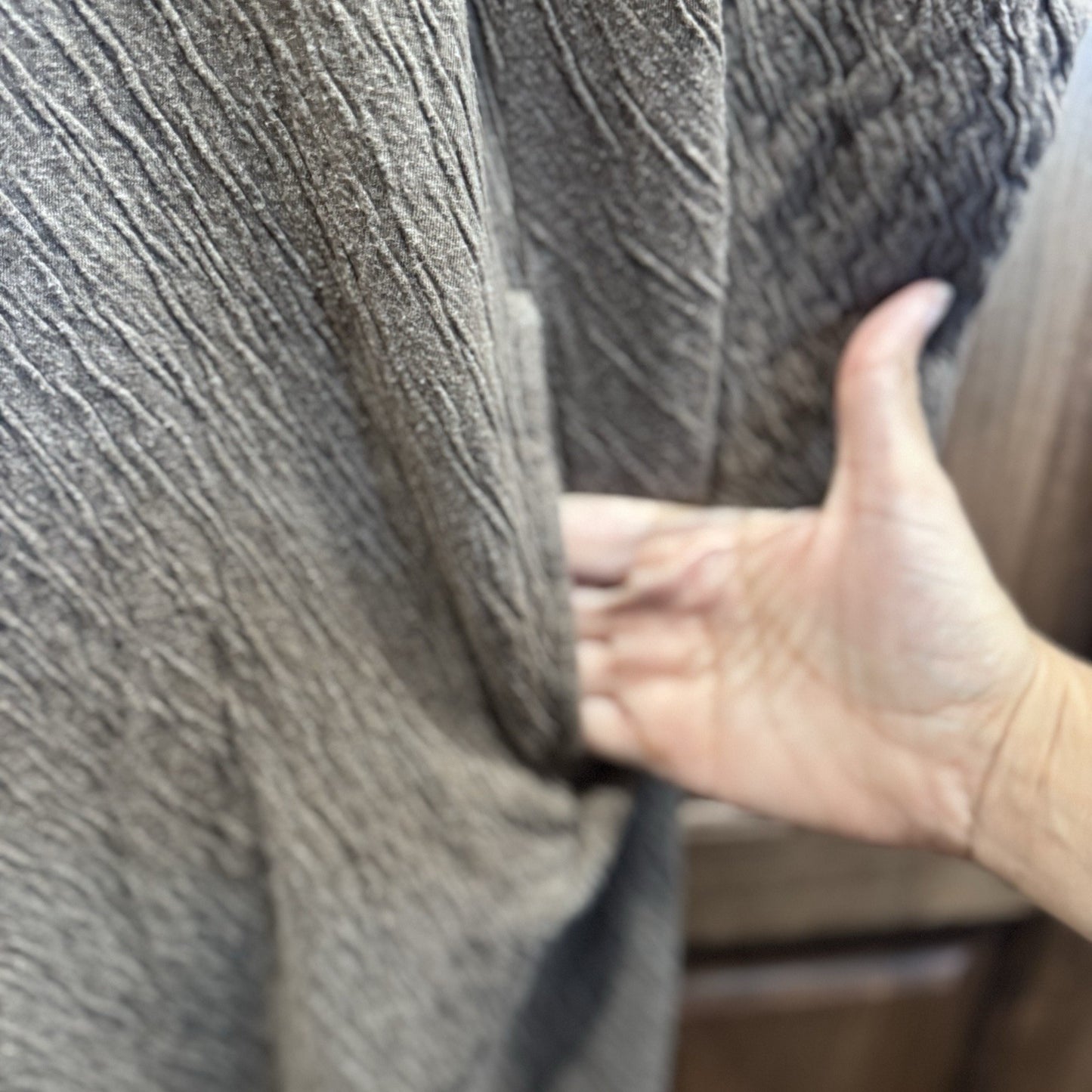 Pure Jill Women’s Textured Cotton Tunic Dress Gray Size Medium Pockets