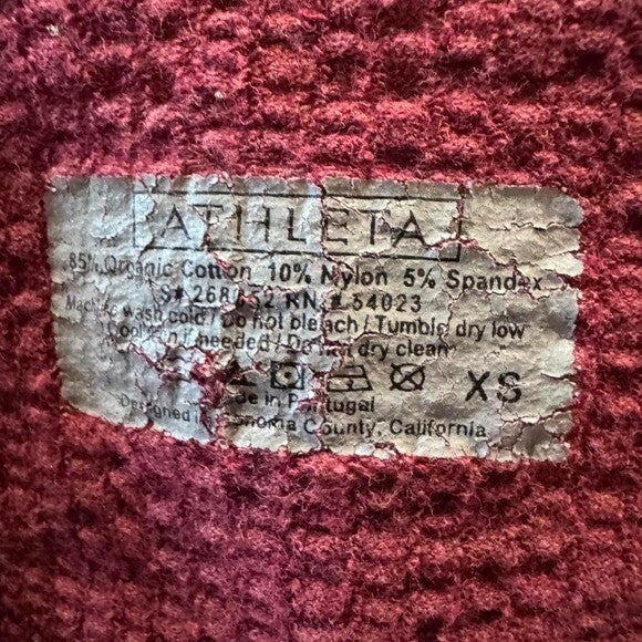 Athleta Ruched Performance Tank Top XS Burgundy Organic Cotton Stretch Activwear