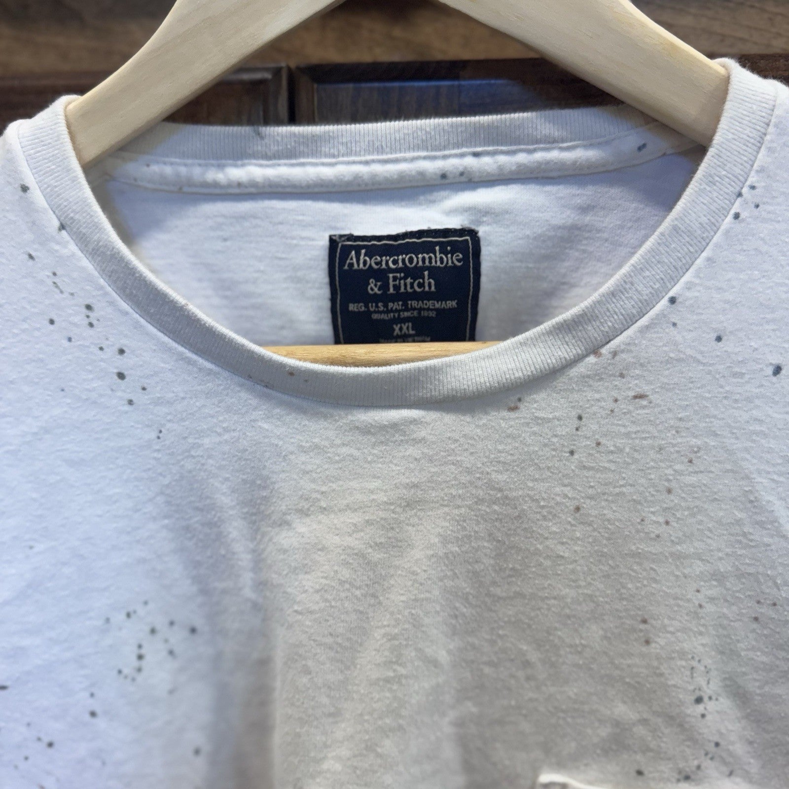 Abercrombie & Fitch XXL White Paint Splatter Long Sleeve Pocket Shirt 
