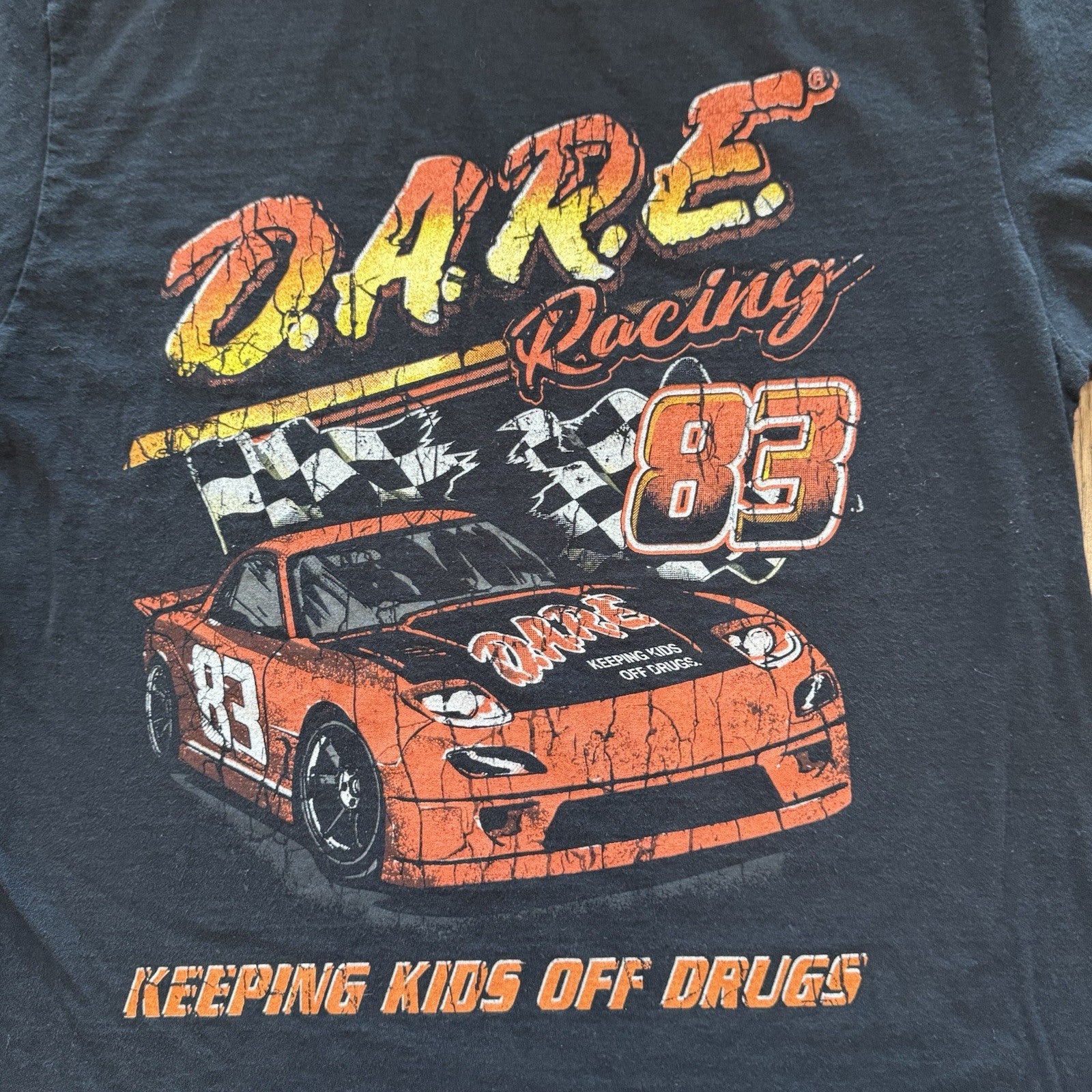 D.A.R.E. Racing Graphic T-Shirt Size M Black Car Tee “Keeping Kids Off Drugs”