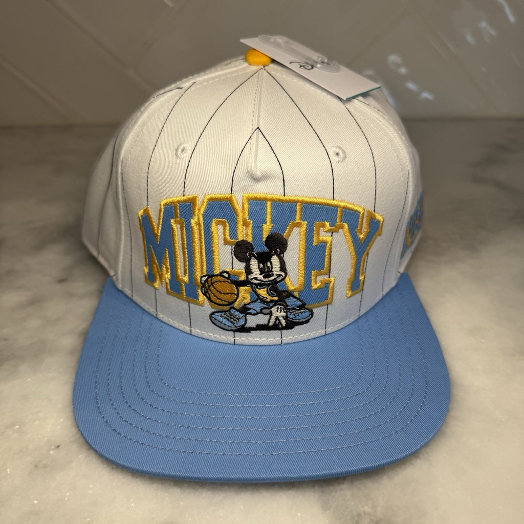 Disney Neff Mickey Mouse Snapback Hat White Blue Pinstripe Adjustable NWT