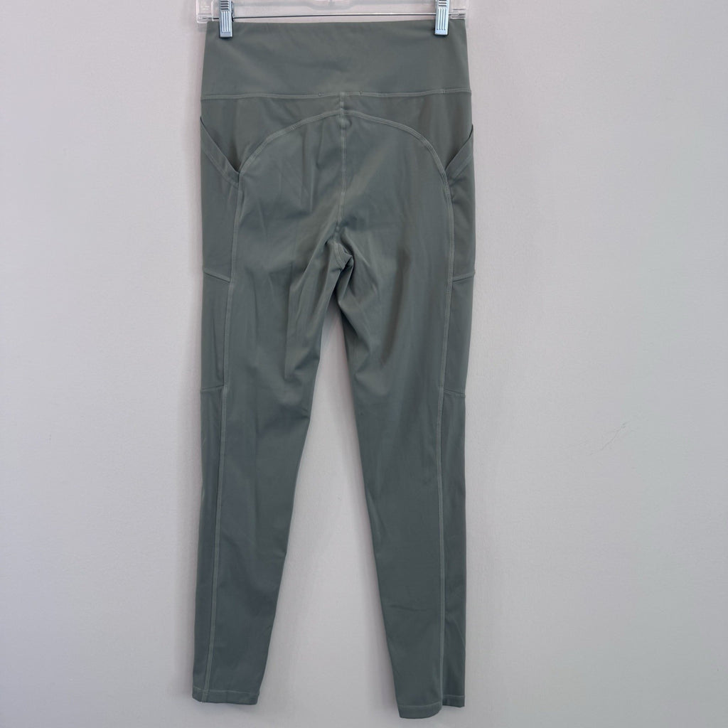 Forever 21 Active Leggings Women M Green Cargo Pocket Zip Athleisure