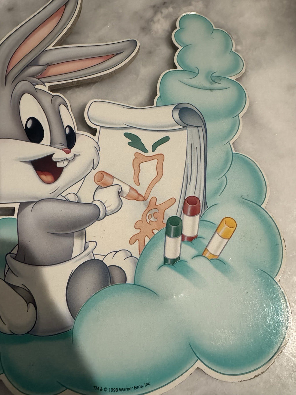 VTG Looney Tunes Warner Bros Press Board Wall Hanging Decor Baby Bugs Bunny 1998