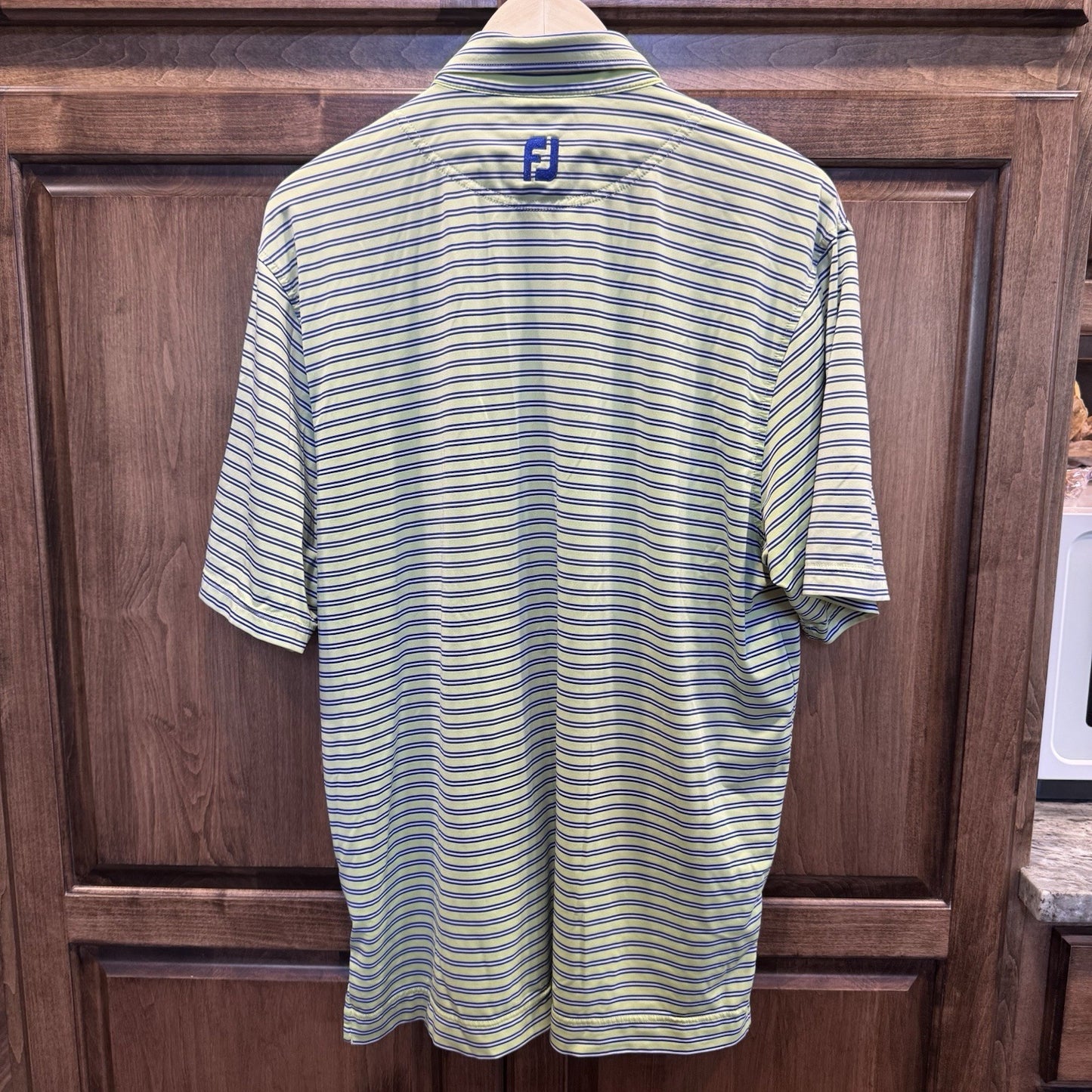 FootJoy Men’s Large Striped Golf Polo Shirt Green Blue FJ Georgia Club Logo