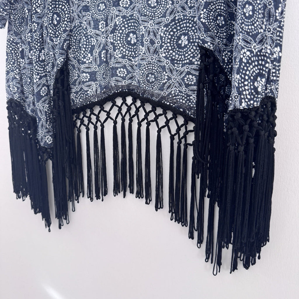 Hollister Fringe Kimono Cardigan Womens Small Blue Boho Festival