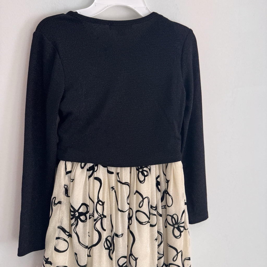 Knitworks Girls Dress Size 8 2pc Set Black Cream Bow Party Dress NWT MSRP60
