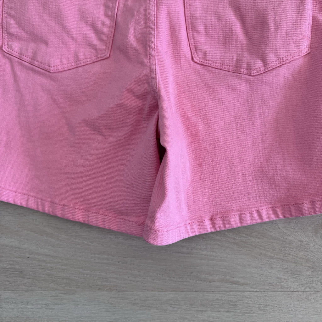 Judy Blue Pink Denim Shorts L Garment Dyed Stretch