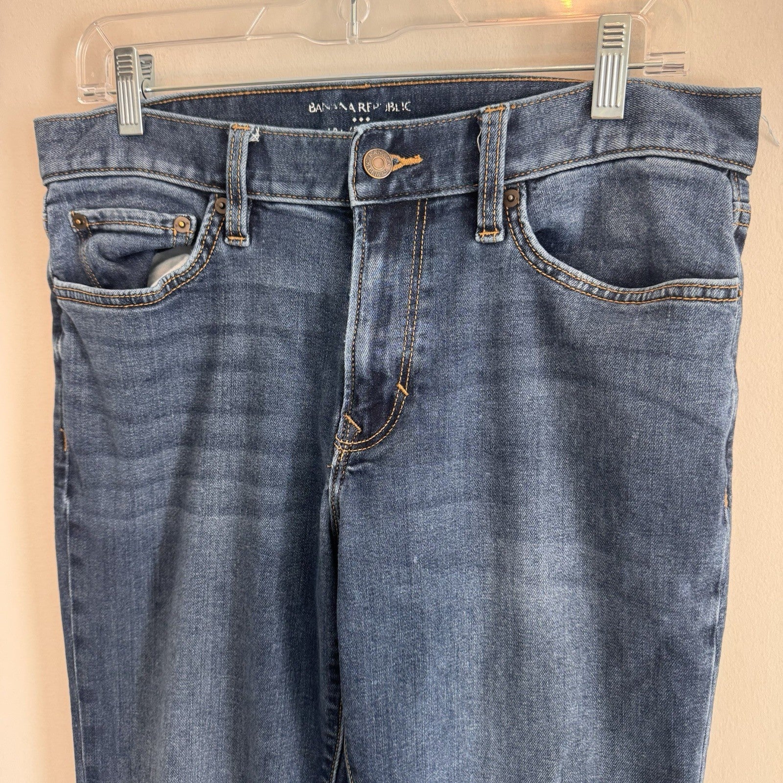 Banana Republic Slim Straight Jeans Mens 32x34 Medium Wash Travel denim