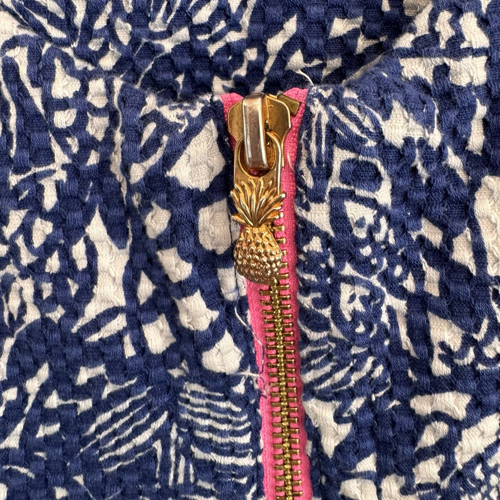 Lilly Pulitzer Target Satin Shift Dress 2 Nosie Posey Navy White Lace Pineapple