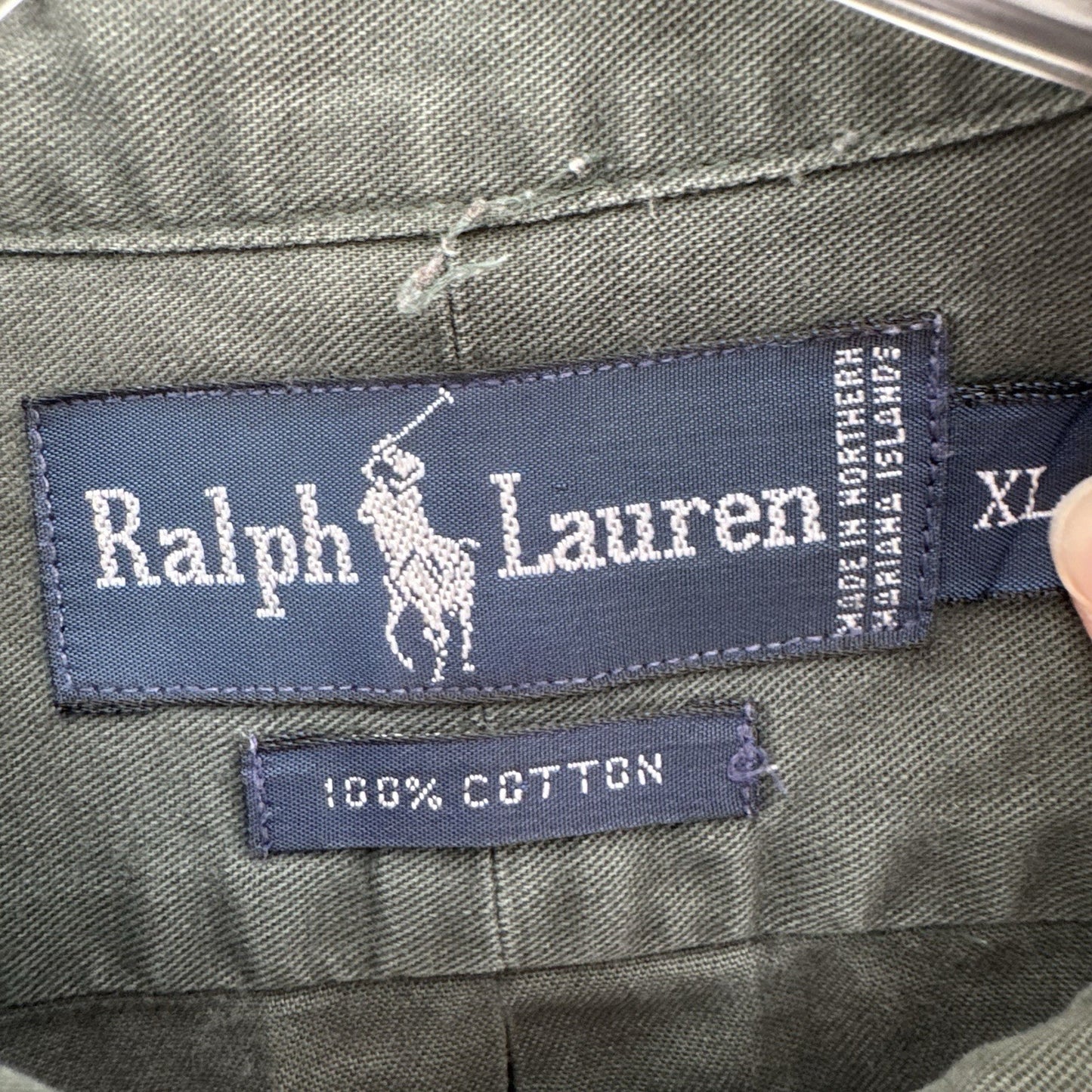 Ralph Lauren XL Green Button Down Shirt Pink Pony 100% Cotton