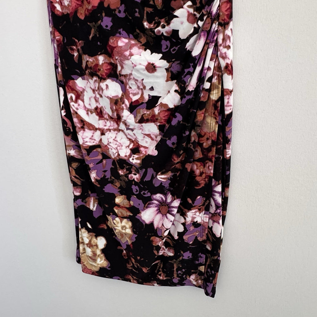 Lauren Ralph Lauren Floral V-Neck Sheath Dress Padded Shoulder Size 4