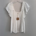 Blu Pepper Women’s Medium White Gauze Flutter Sleeve Square Neck Blouse NEW