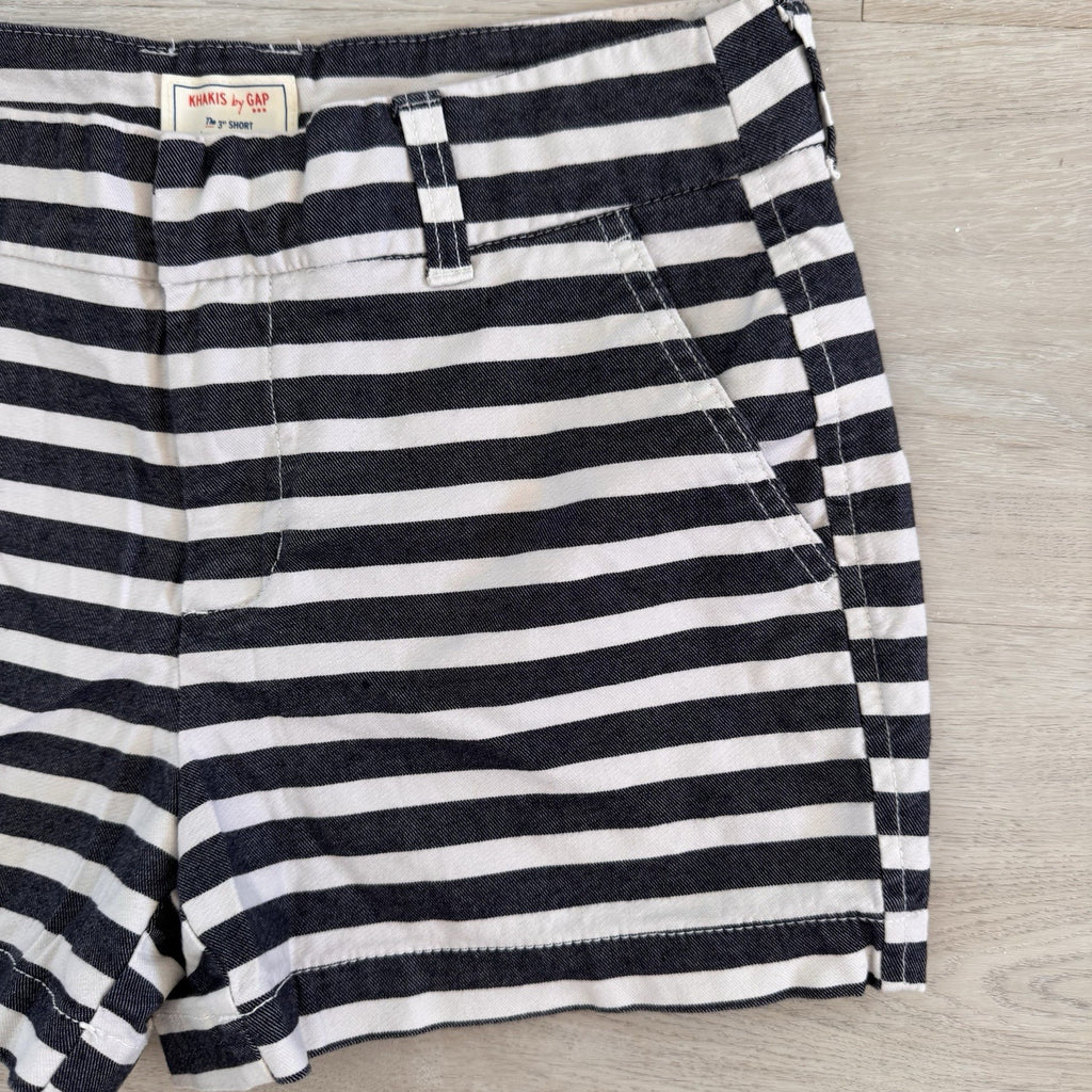 GAP Khakis 3” Stripe Shorts US 0 Black White Stretch Nautical Preppy Women’s