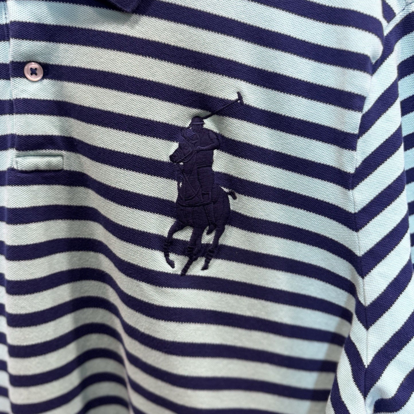 Polo Ralph Lauren Men’s Custom Slim Fit Striped Polo Shirt Blue Navy xLarge Pony