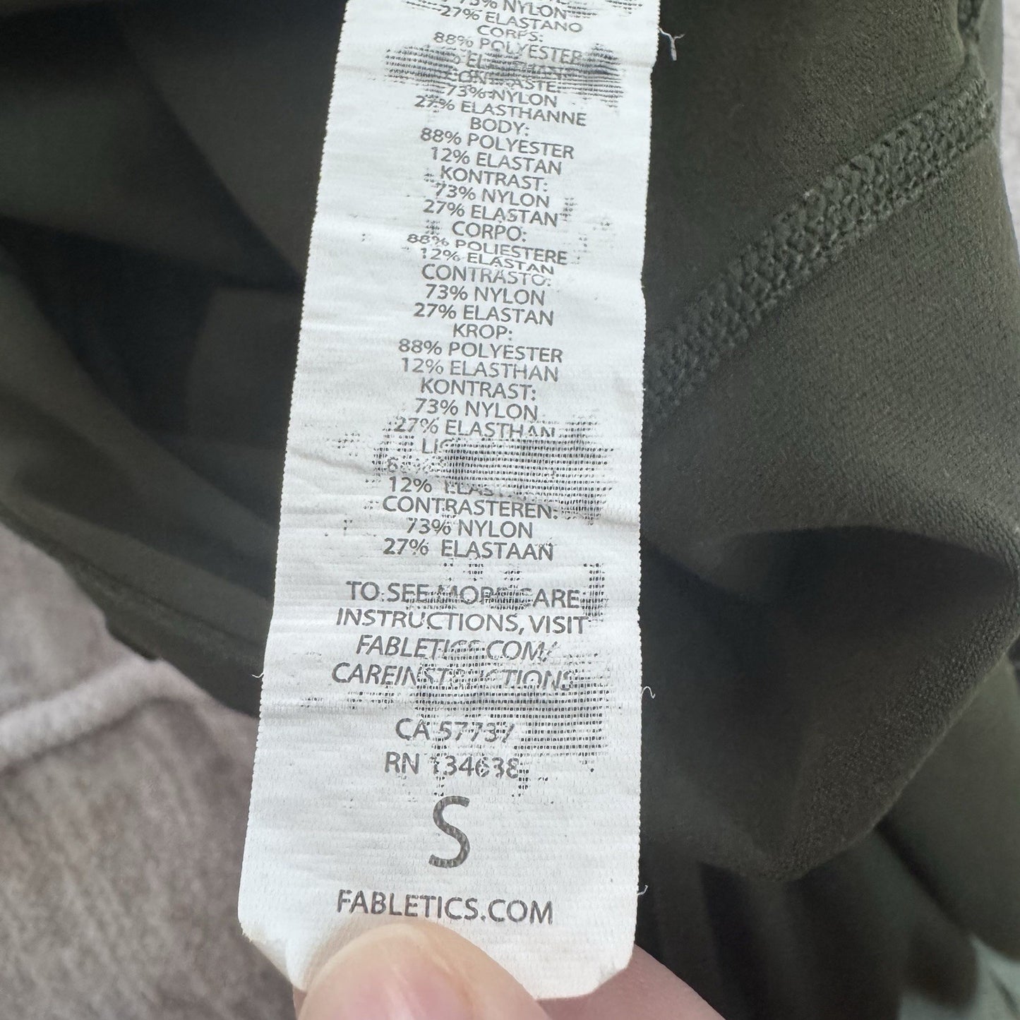 Fabletics Leggings Women Small Dark Green Mesh Panel High Rise Stretch