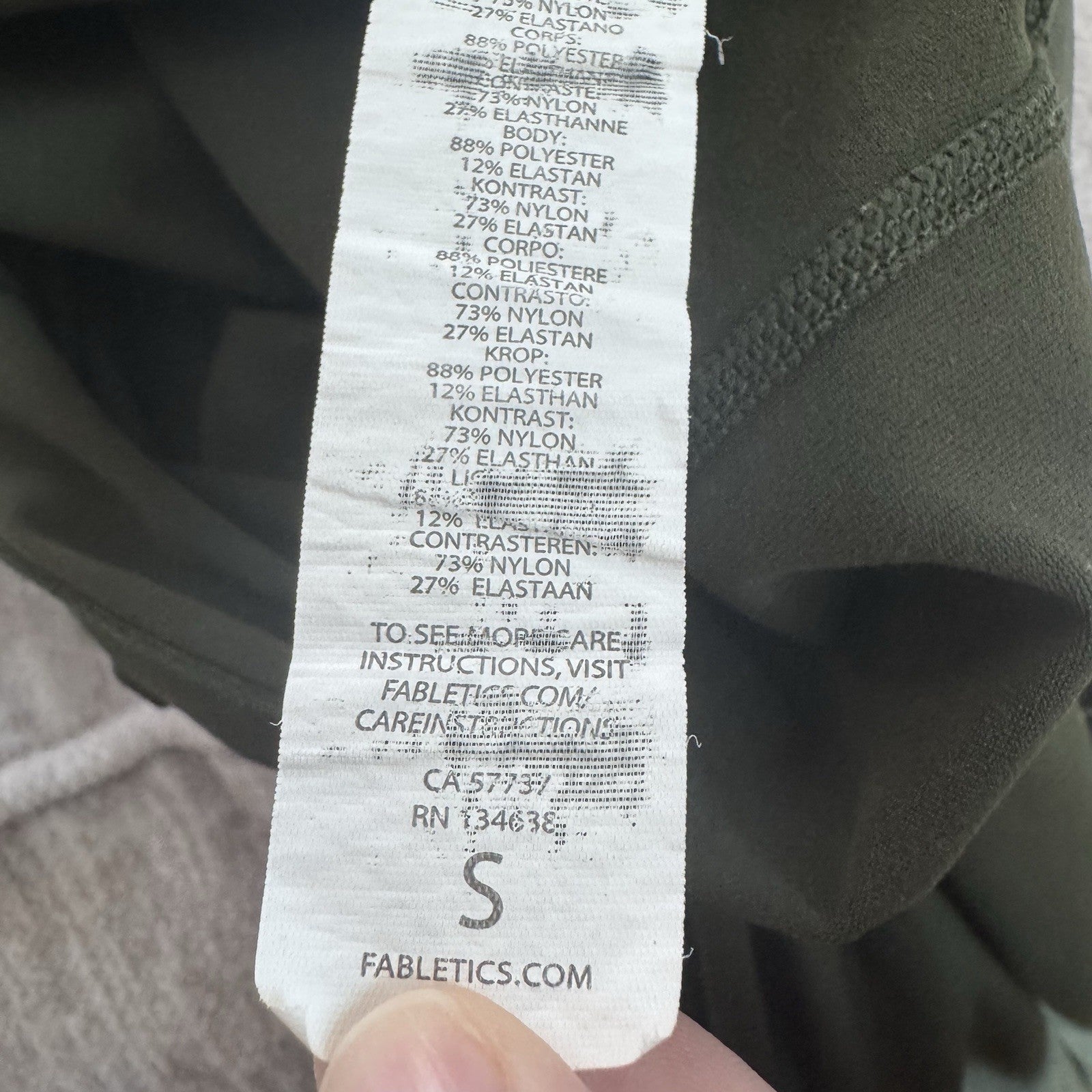 Fabletics Leggings Women Small Dark Green Mesh Panel High Rise Stretch