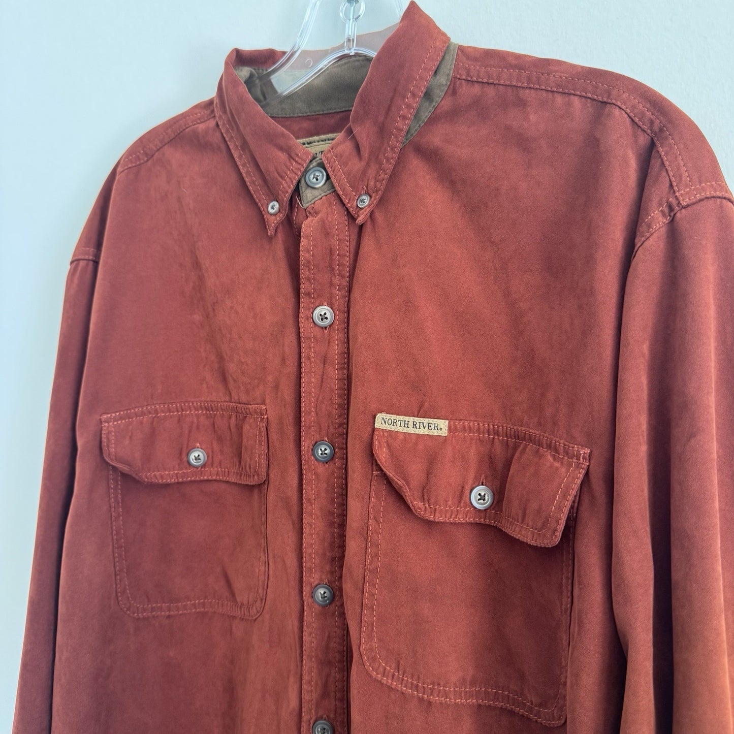 North River Outfitters Shirt Mens M Red Button Down Flannel 100% Cotton