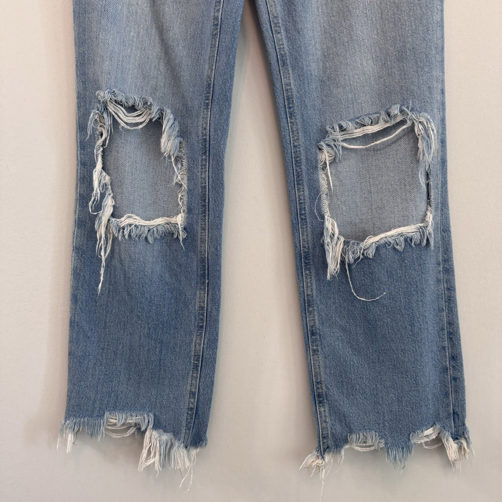 Free People We The Free Distressed Straight Leg Raw Hem Ankle Jeans 25