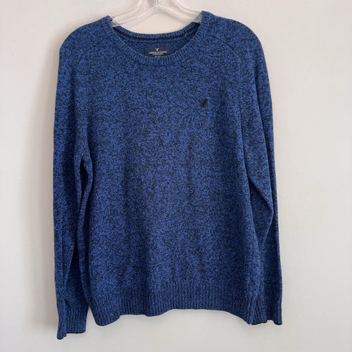 American Eagle Classic Fit Blue Black Marled Wool Blend Crewneck Sweater Men’s M