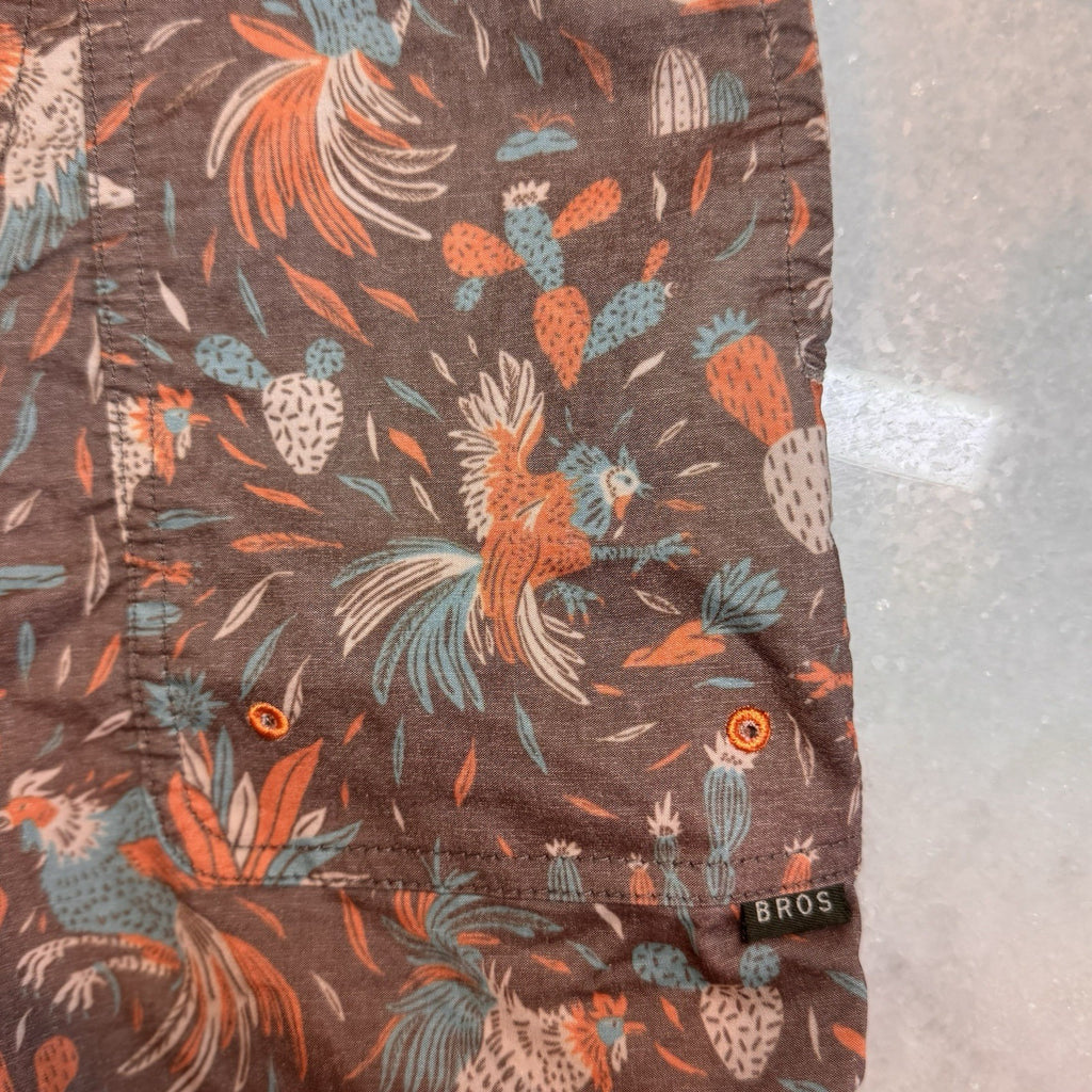 Howler Brothers Boys Large Horizon Hybrid Shorts Brown Rooster Cactus Print L