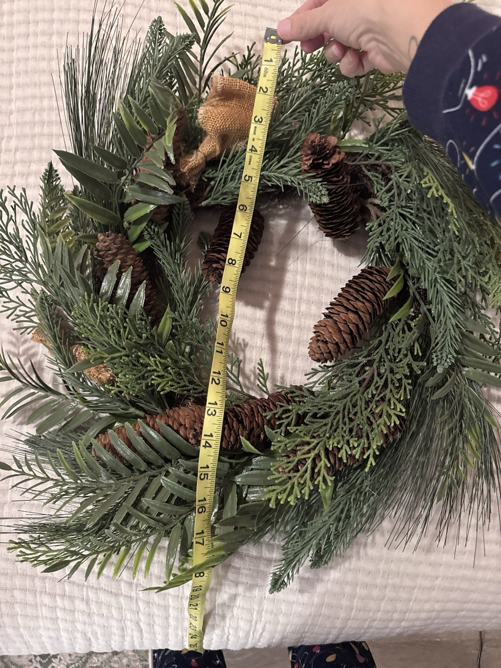 Hearth & Hand with Magnolia 18” Wreath Christmas Burlap Pinecone