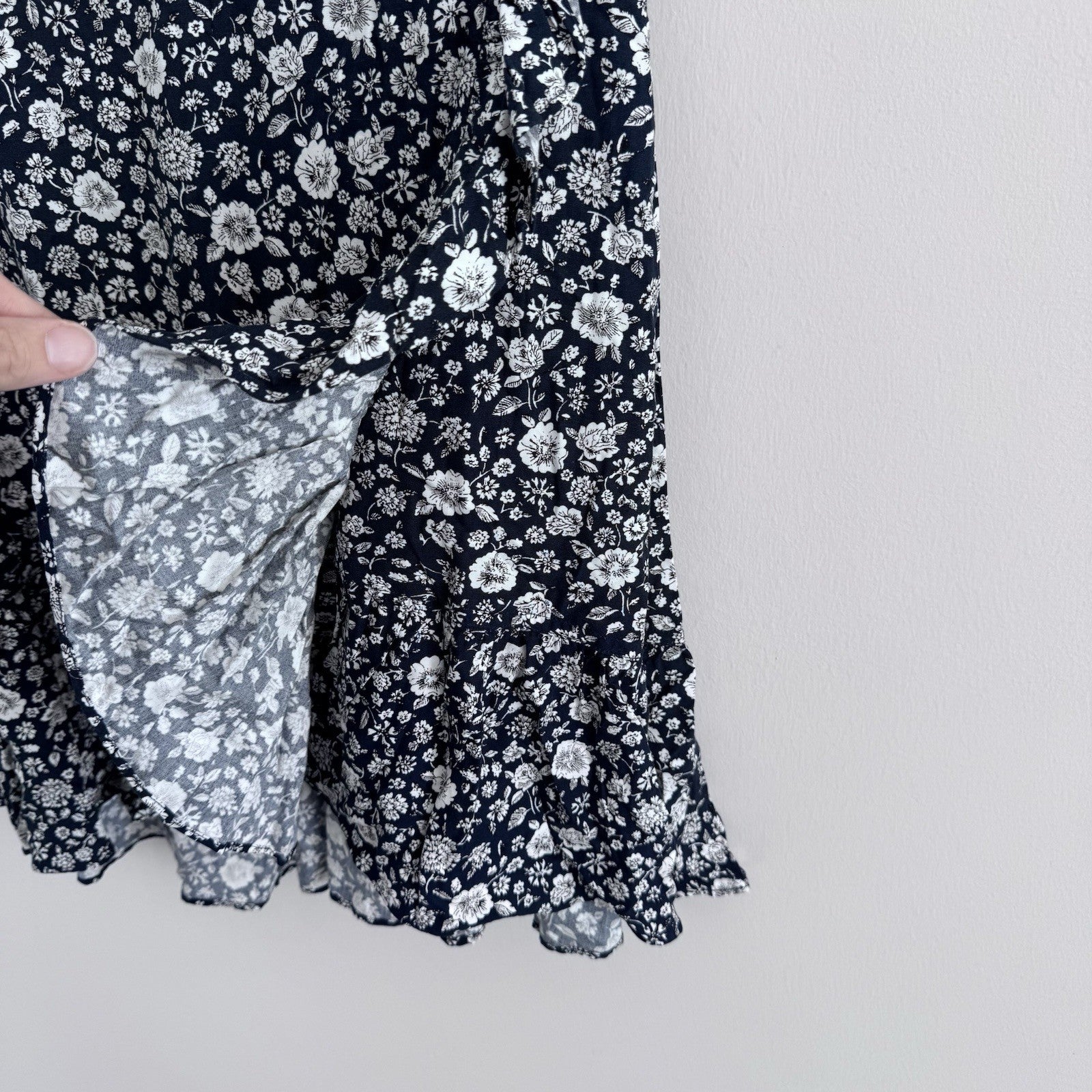 J.Crew Mercantile Navy Floral Dress 00 Ruffle Hem NWT