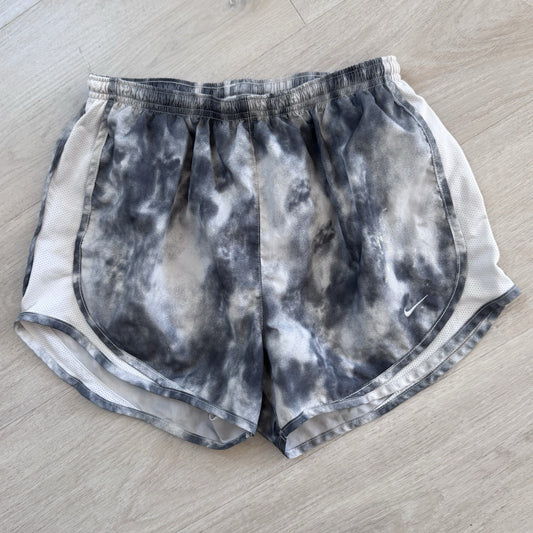Nike Dri-Fit Womens Running Shorts Size S Gray Tie Dye Lined Athletic 