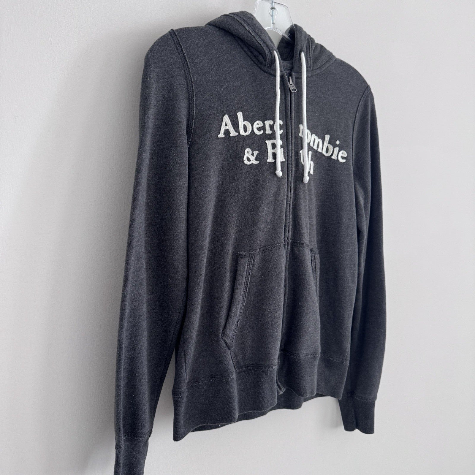 Abercrombie & Fitch Small Gray Logo Zip Up Hoodie/Jacket Y2K