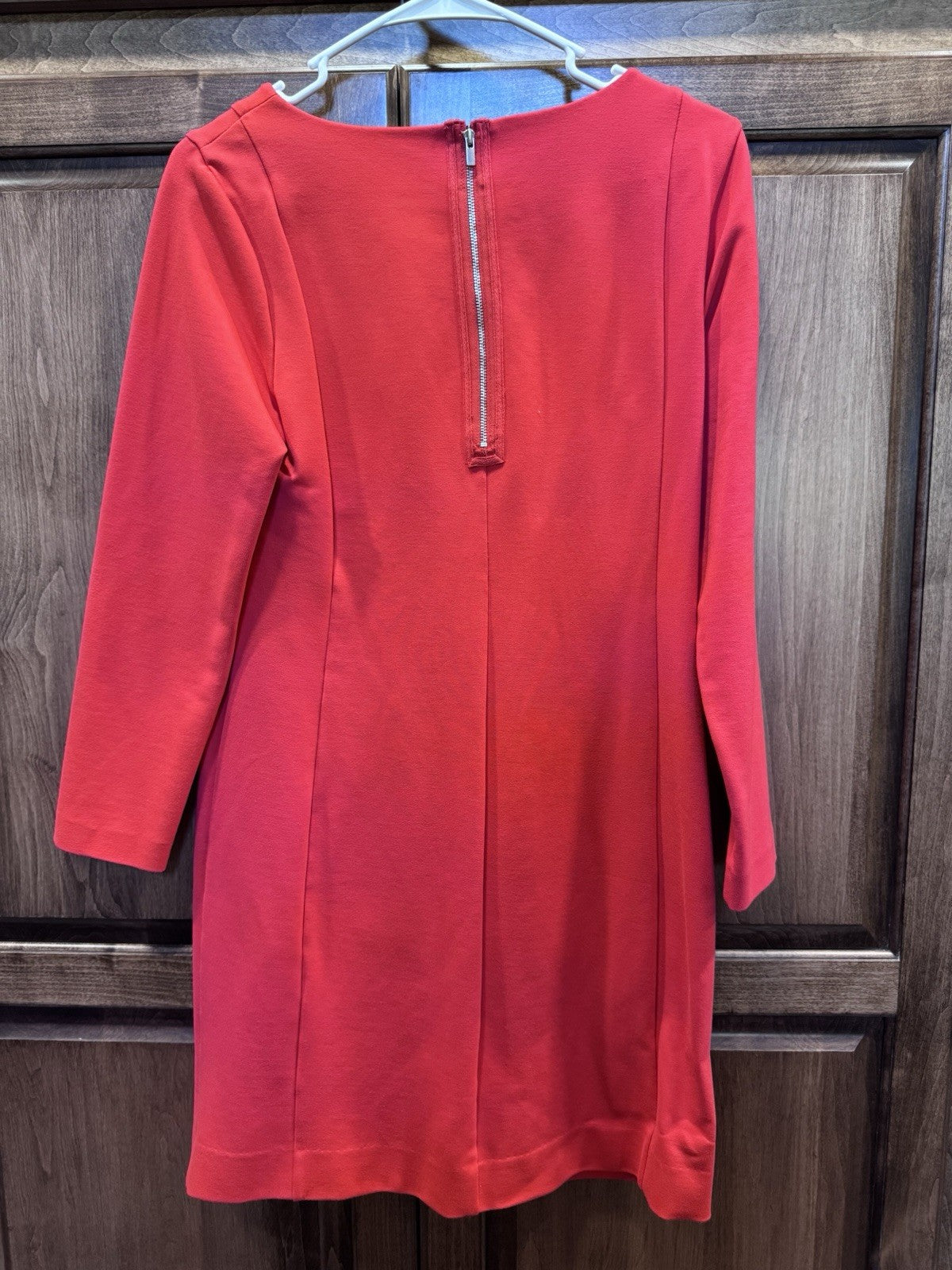 J.Crew Red Sheath Dress Size Small Long Sleeve Back Zip Ponte Knit FA16