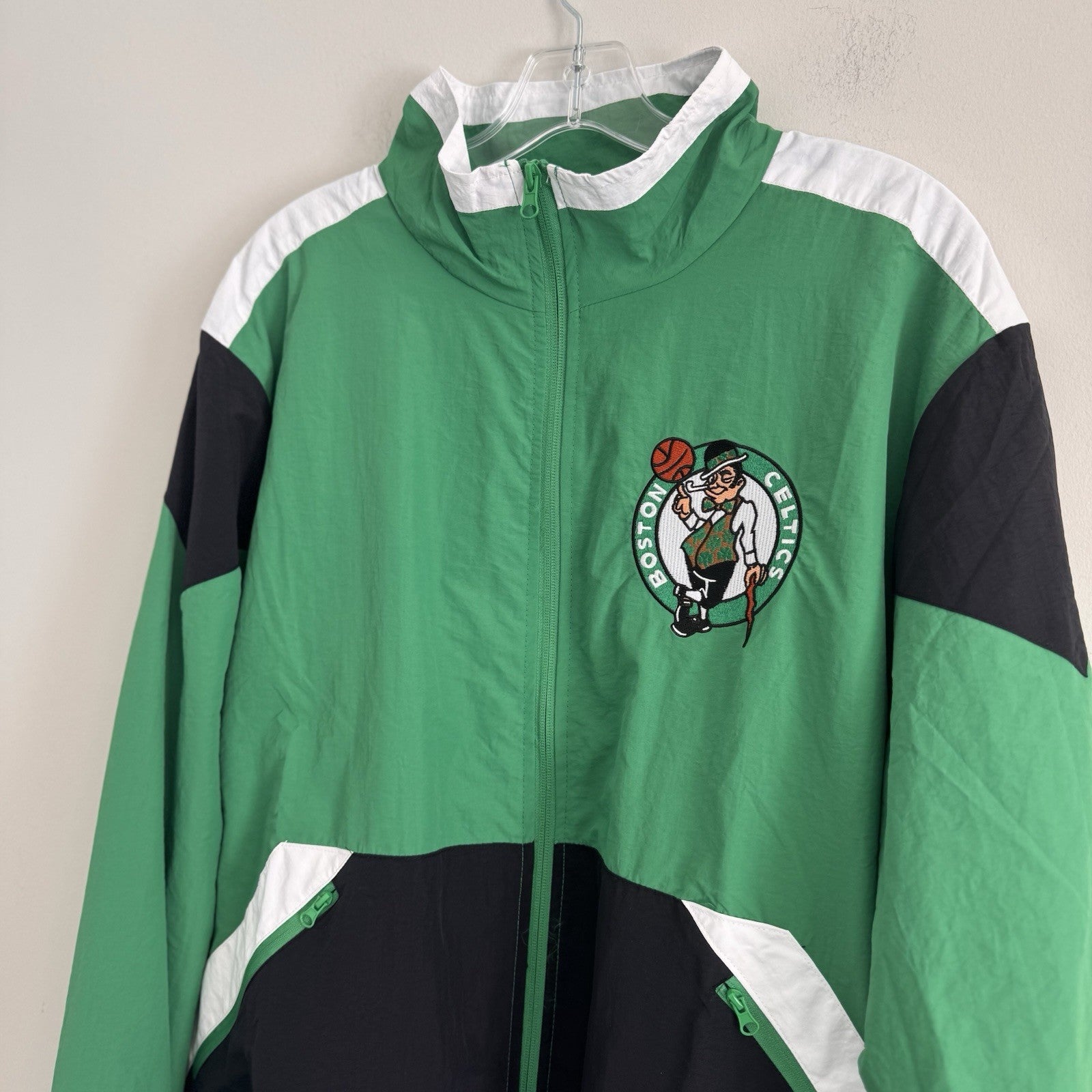 Boston Celtics Jacket Mens Large Green Full Zip Track Retro NBA NWT Ultra Game