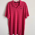 Nike Golf Dri Fit Polo Shirt Mens Large Pink Striped 1867 Logo Performance