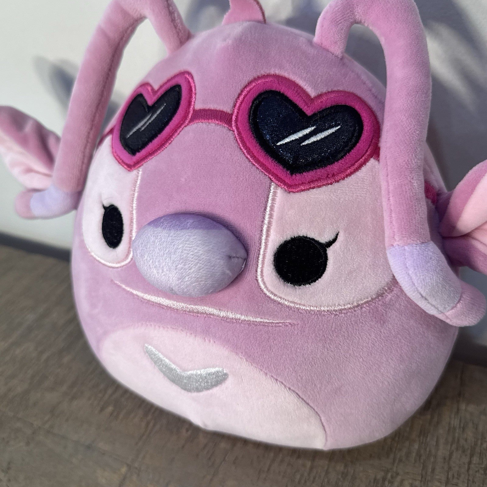 Disney Squishmallows Angel Stitch Pink 8” Plush Heart Sunglasses Jazwares