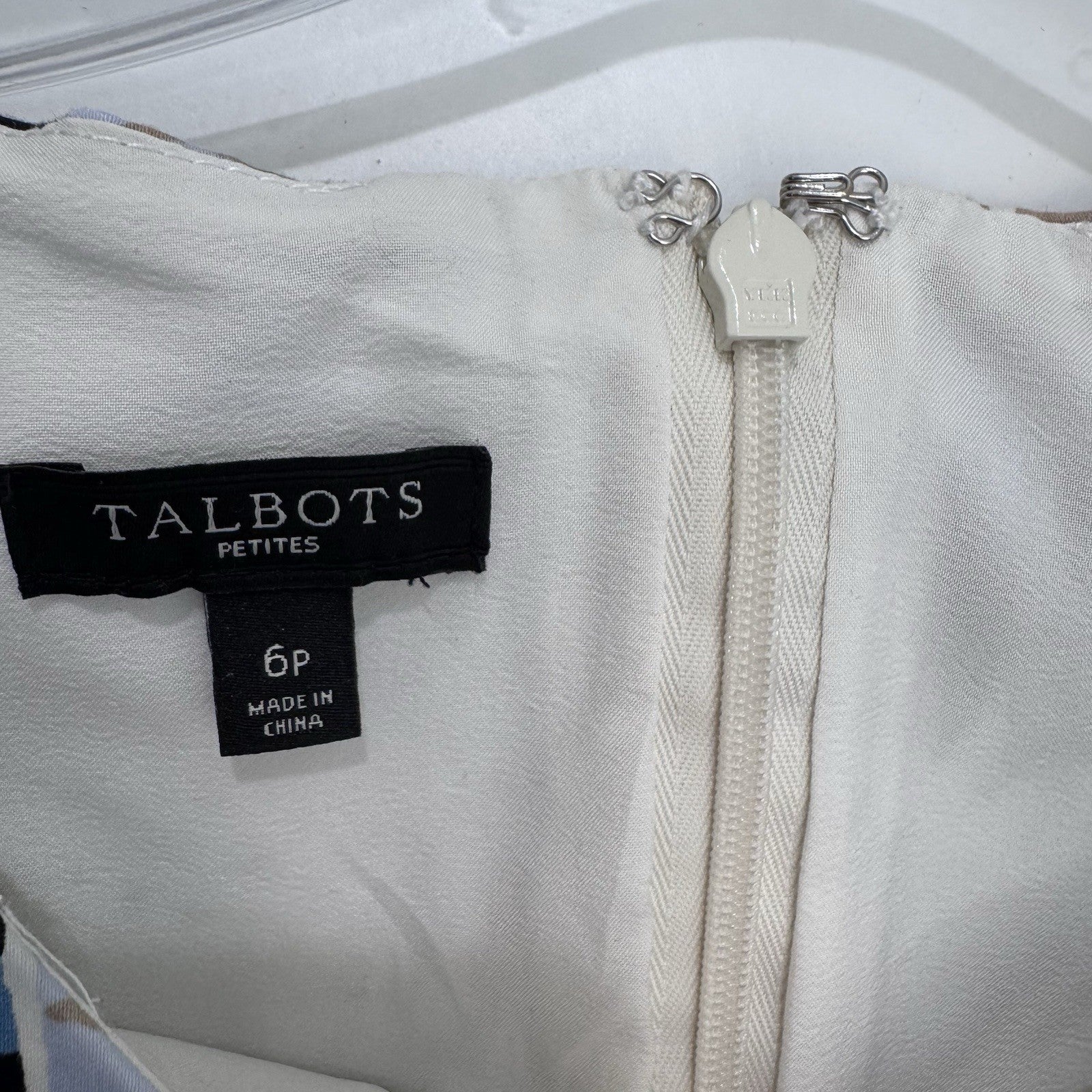 Talbots Petites Floral Sheath Dress Women’s 6P Blue Beige Short Sleeve