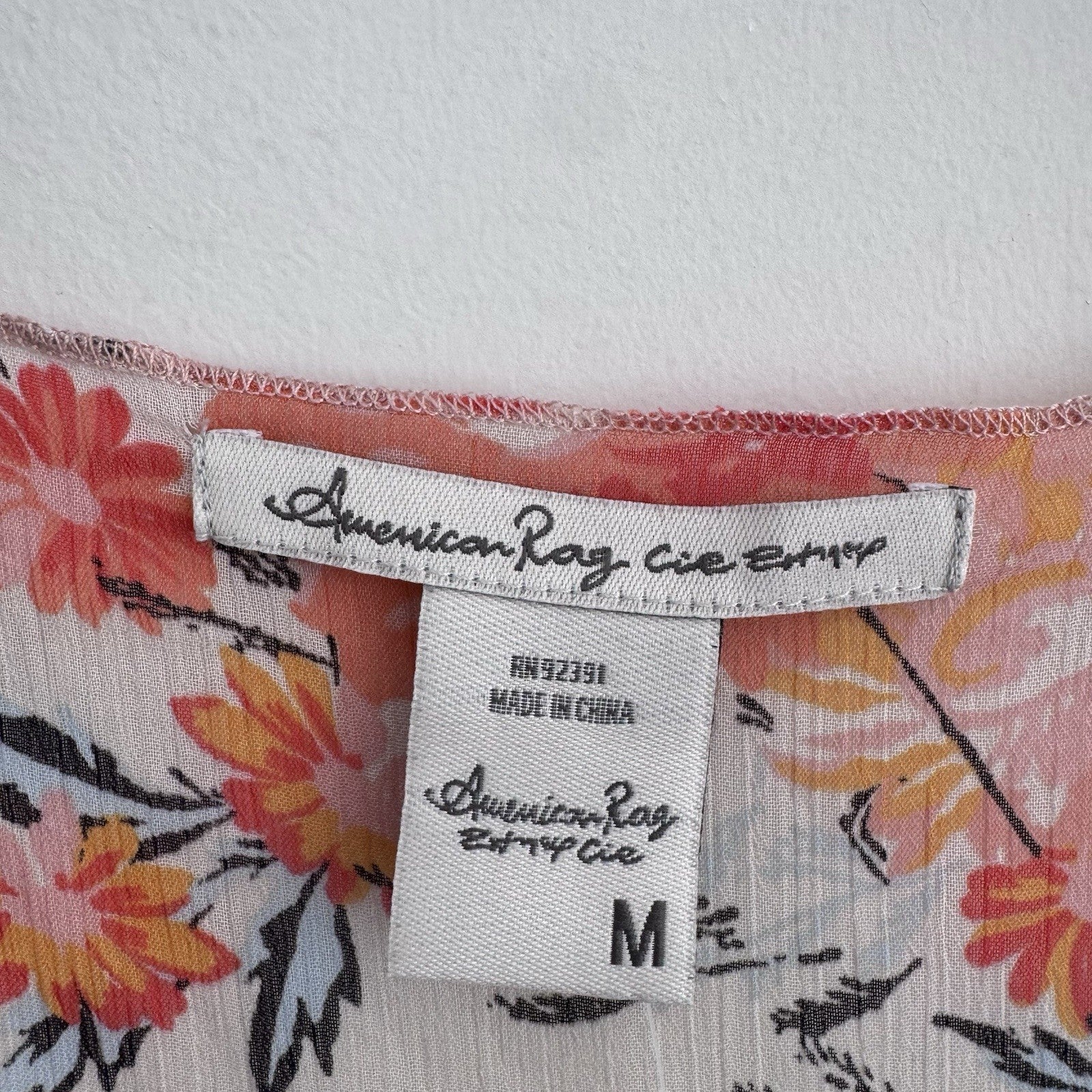 American Rag Floral Kimono Duster Medium Boho Sheer Peach Open Front