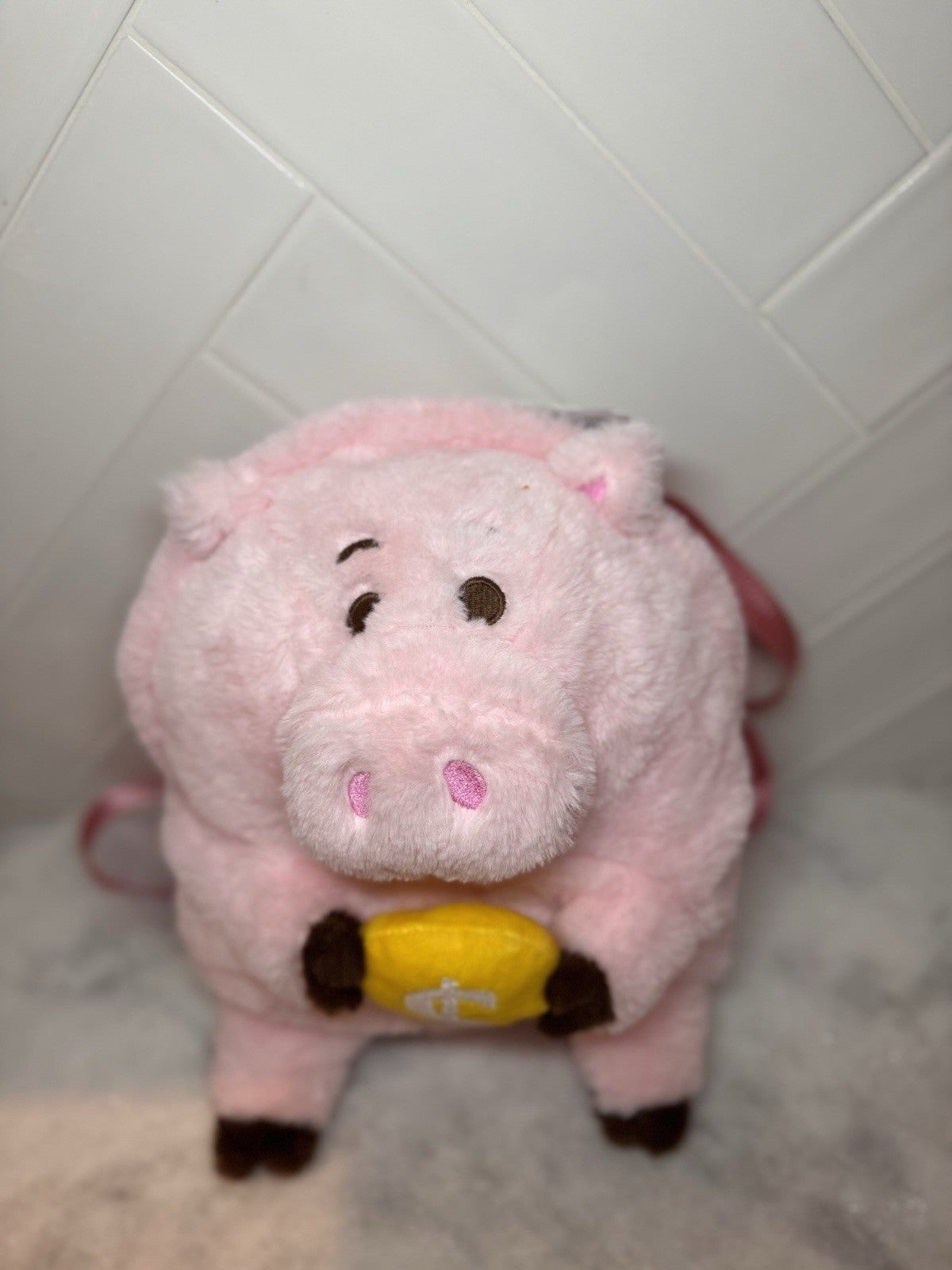 Disney Pixar Toy Story Hamm Plush Backpack – Pink Piggy Bank Bag - NWT 7inX10in