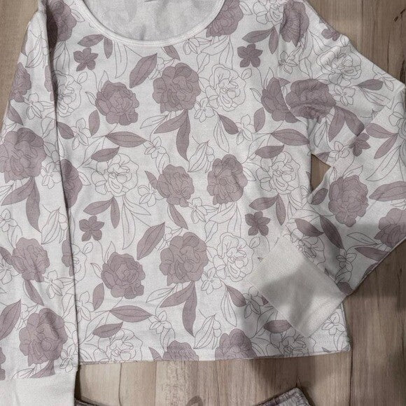 New Soft and cozy white and grey floral long sleeve loungewear #floral