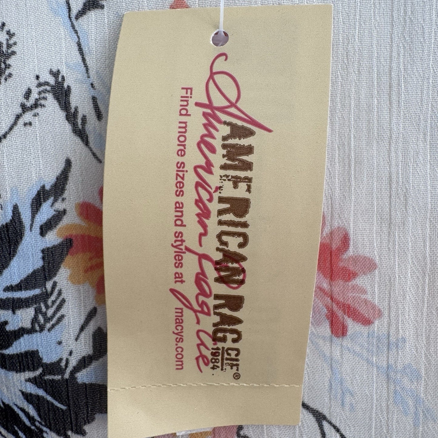 American Rag Floral Kimono Duster Medium Boho Sheer Peach Open Front